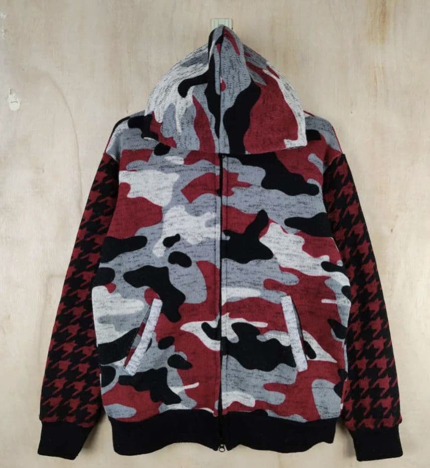 [Б/У] Официальное трикотажное худи BIGBANG (L) Камуфляж x Гусиная лапка G-DRAGON