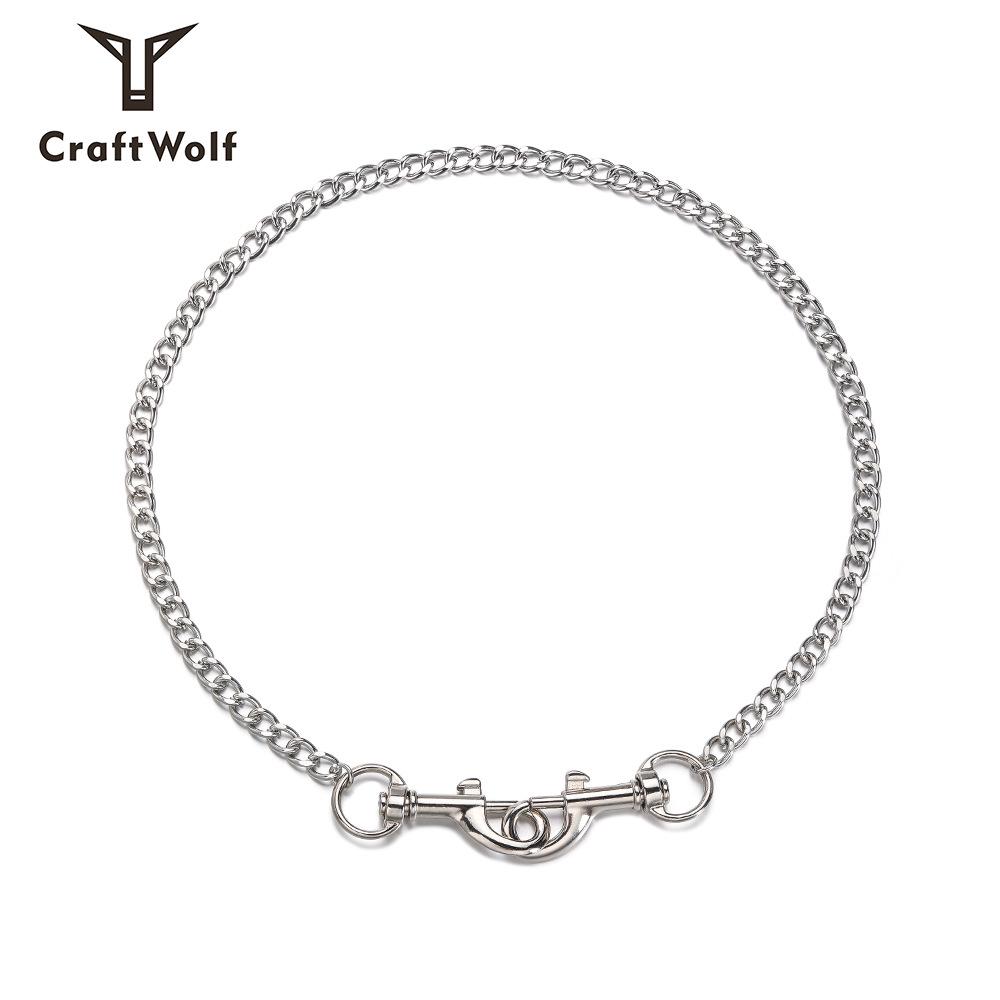 Titanium Steel Punk Necklace: Double-Head Lock & Keychain – Trendy Unisex Hip Hop Chain with Unique Design.