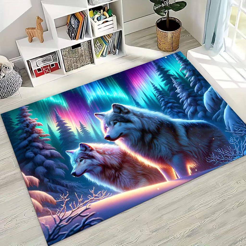Norse Mythology Fenrir Wolf Beast Cartoon Rug for Bedroom Living Room Sofa Home Doormat Decor, Large Kid Play Non-slip Floor Mat