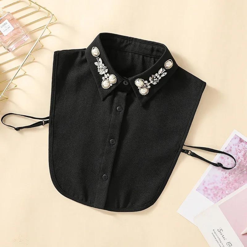 All-match fake collars in autumn and winter new fake collars for women's shirts rhinestones pearls shirt fake collars