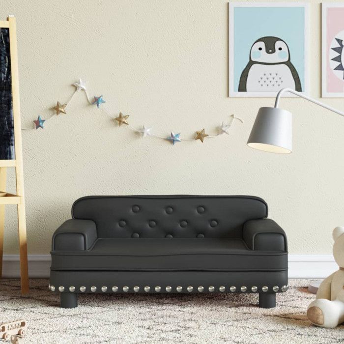 Children's Sofa Black 70x45x30 Cm Faux Leather