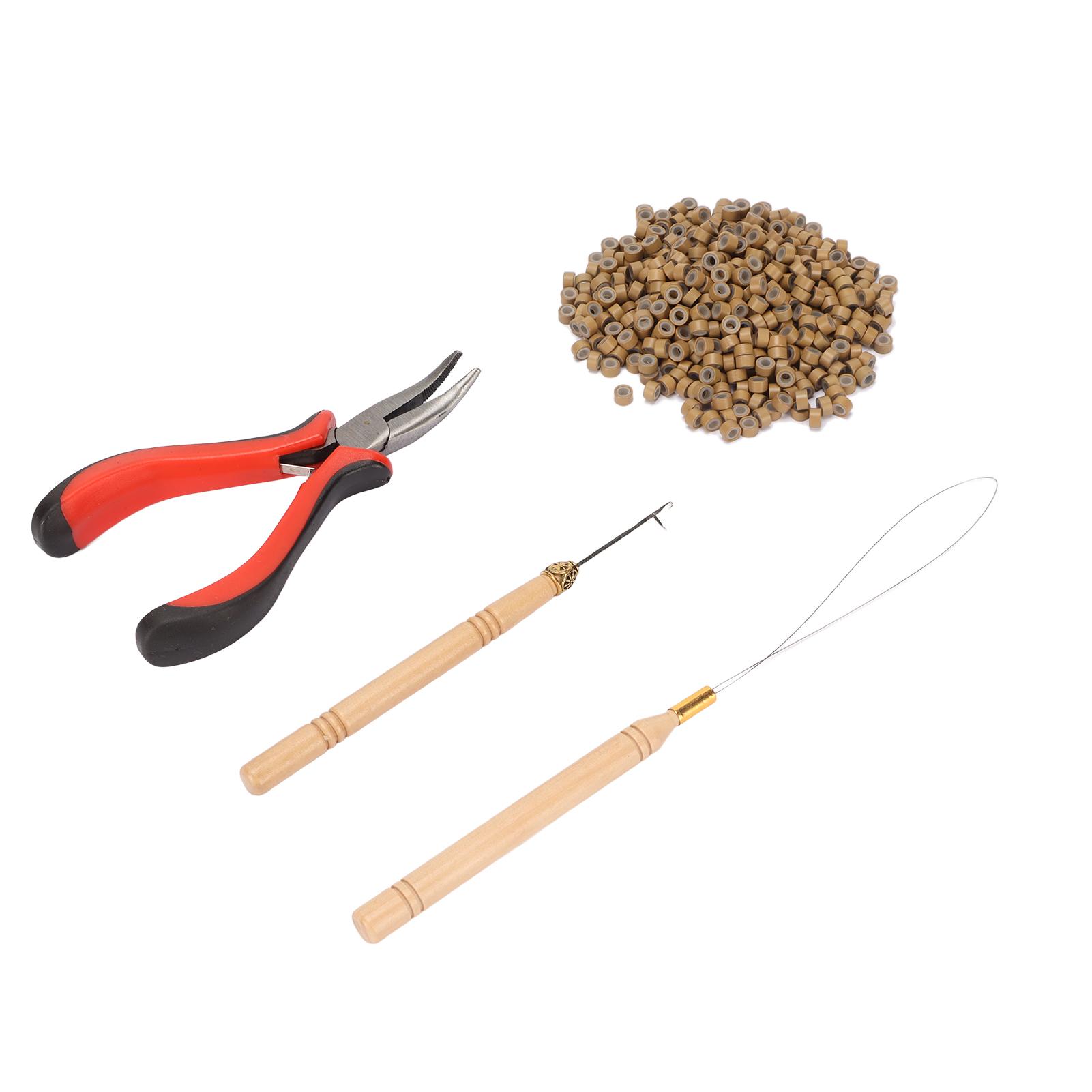 

Hair Extension Tool Kit Micro Silicone Rings Bead with Pliers Pulling Hook Crochet Hair Styling Extension Tool 200pcs hair extension ring set