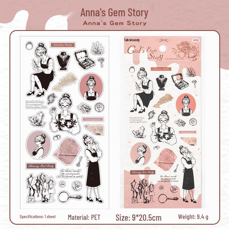 Yuxian Girl s Fruit Story Series: Character-Themed Pet Stickers for Journals (6 Styles)