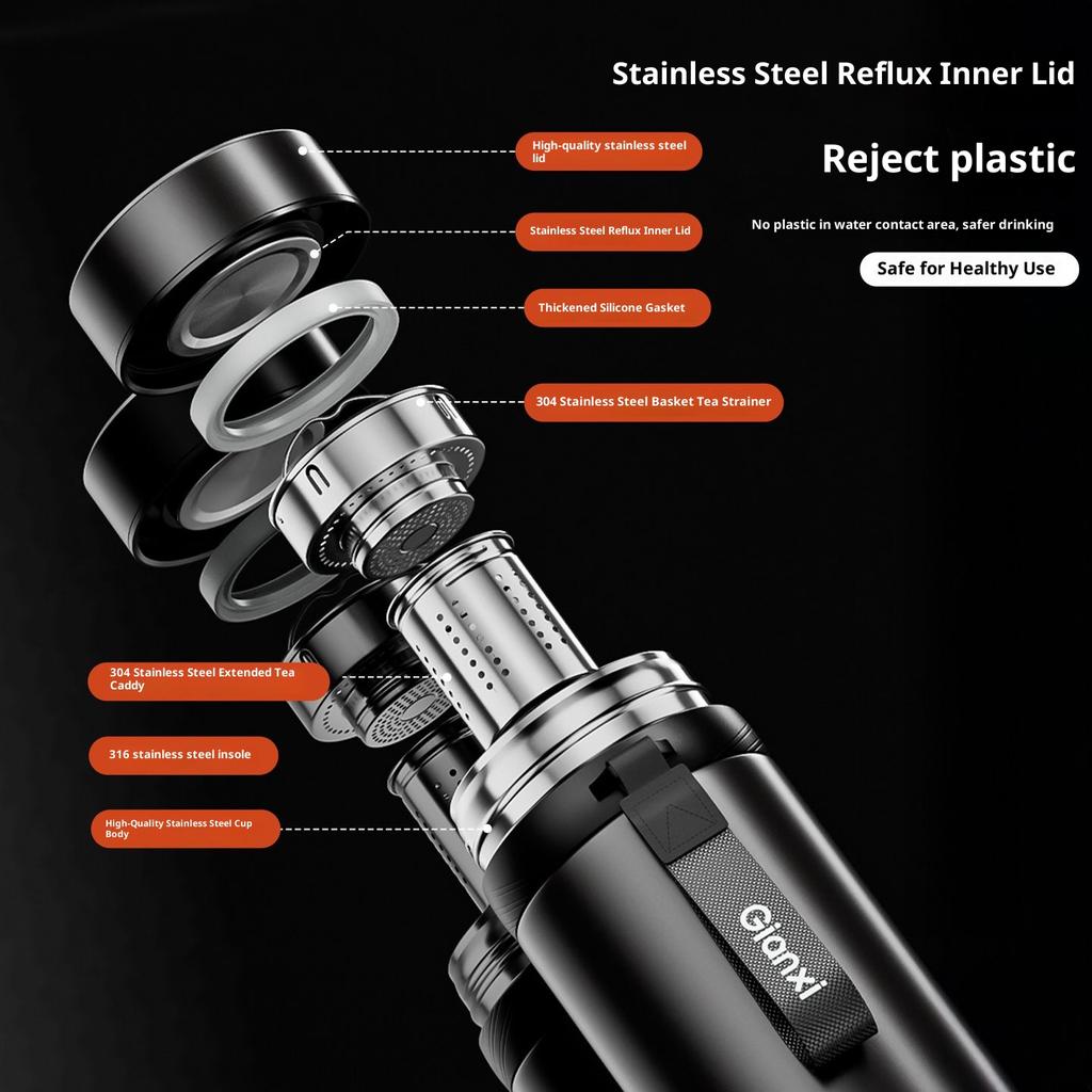 Gianxi New Men'S Car Cup Insulated Cup Stainless Steel High End Water Cup Outdoor Sports Tea Separation Tea Cup Business