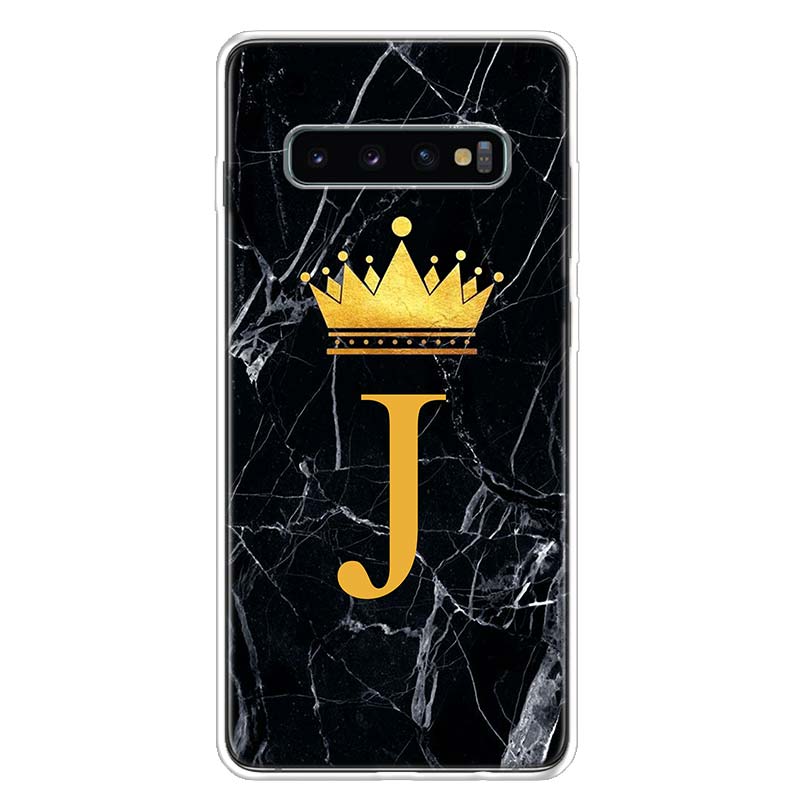 Literă Alphabet Crown AJ Husă pentru telefon pentru Samsung Galaxy S10 Plus S20 FE S21 S22 Ultra S10E S9 S8 + S7 Edge J4 Carcasă