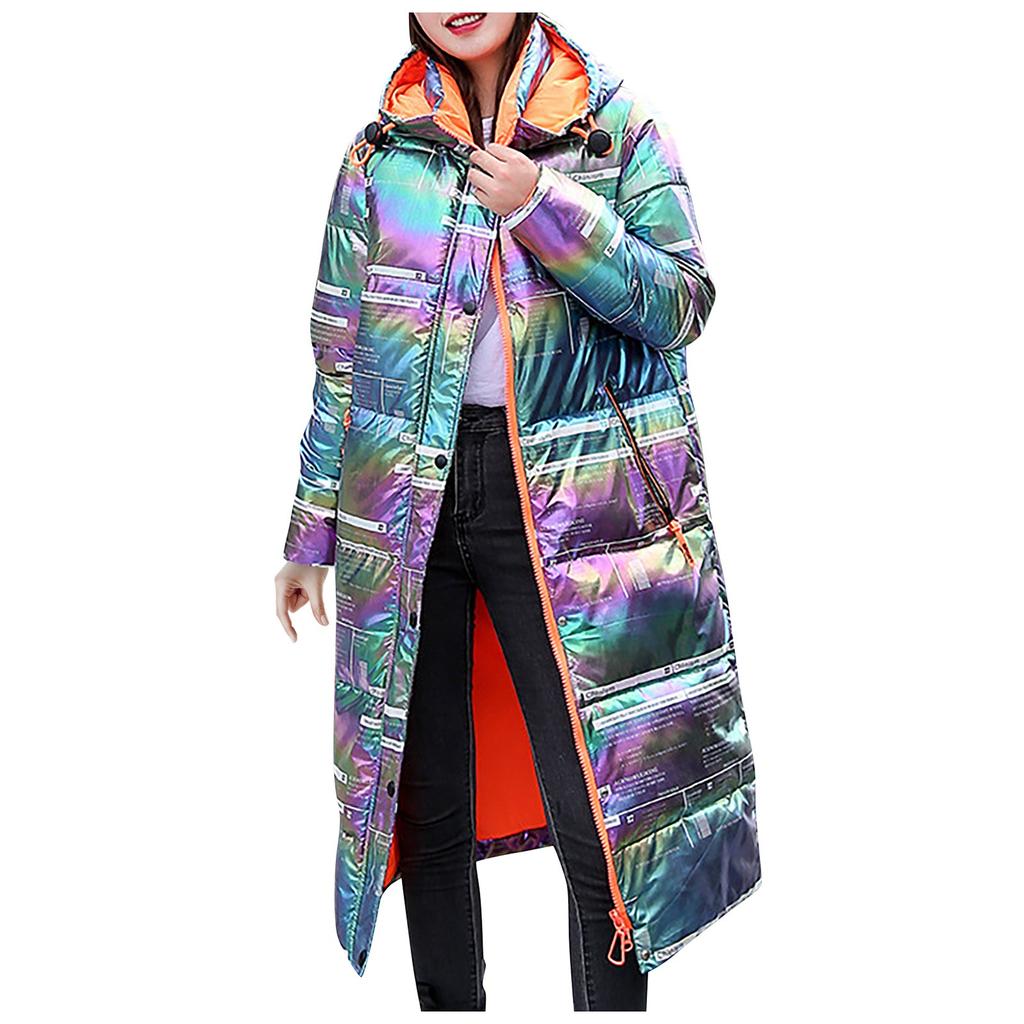 Women's Winter Fashion Long Over-The-Knee Hooded Thick Padded Jacket Coat