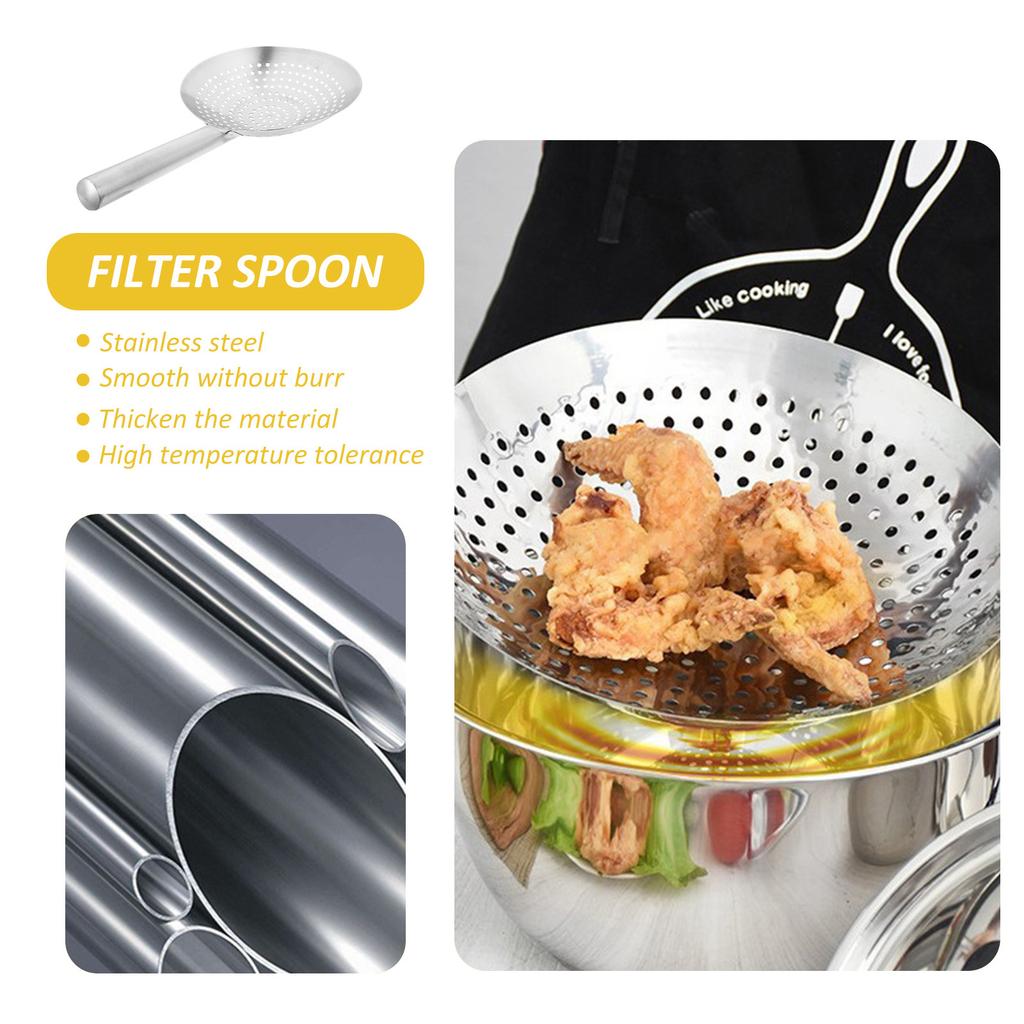 Thickened Stainless Steel Filter Spoon High Temperature Resistant Skimmer Ladle for Cooking Serving Straining Kitchen Gadget