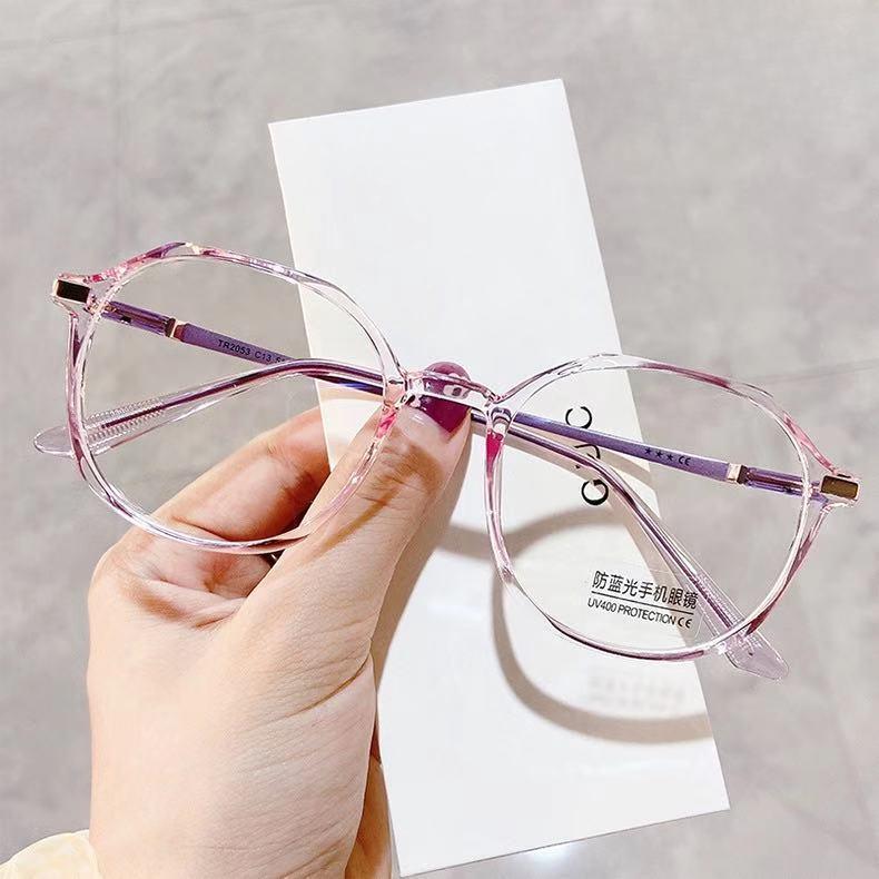 Online Celebrity Ins Glasses Frame Korean Version of Tide Polygon Blue Flat Mirror Plain Myopia.