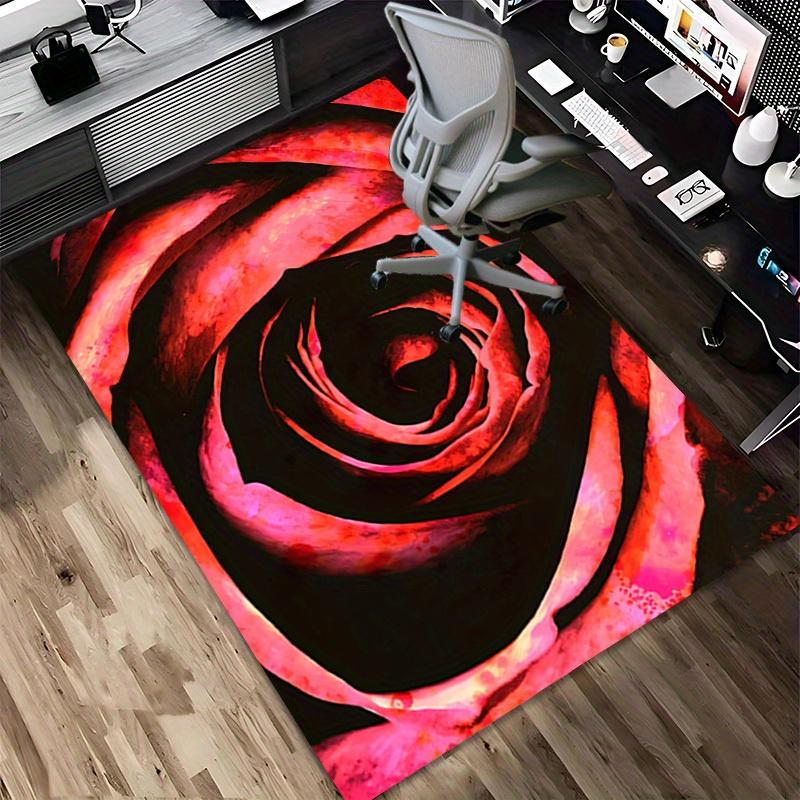 1pc Rose Swirl Themed Rug for Home Decor, Non-slip Office Carpet, Chair Mat, Outdoor Mat, Christmas and Halloween Gifts-0731022