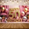 Banderín de 50 cumpleaños Banderín Happy Birthday Tachonado Decoración con Globos Ramo de Rosas Celebración Interior Decoración Fiesta de Cumpleaños