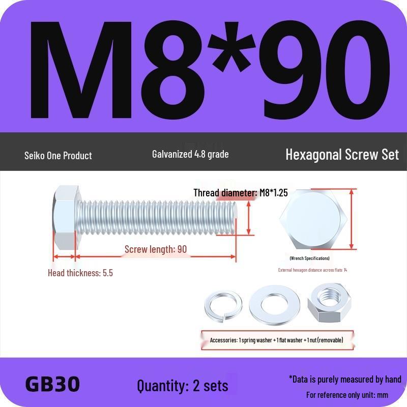 Galvanized Hex Head Bolt & Nut Set - Grade 4.8, Sizes M4 To M30