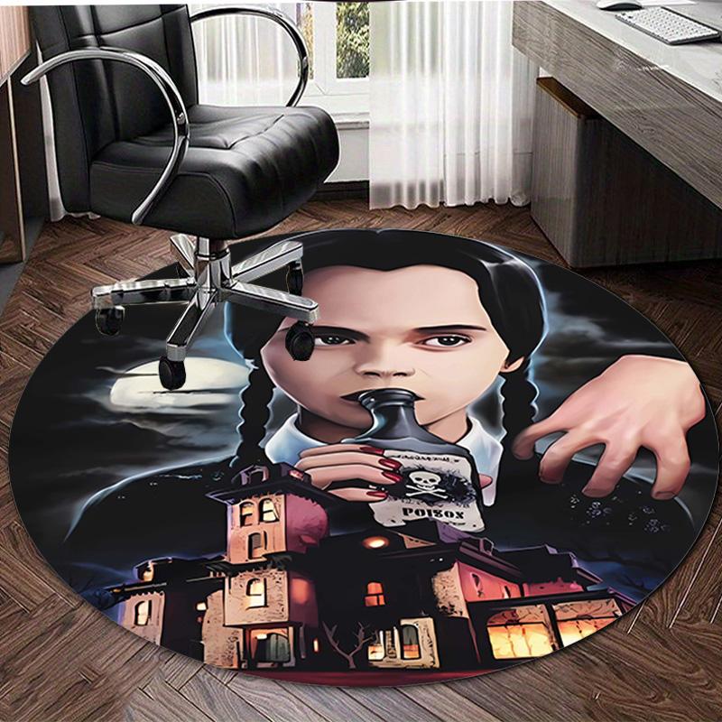 1pc Addams Family Wednesday1 Design Printed Area Round Carpet for Bedroom Living Room Home Decor Rugs Mat Non Slip Mat Rug for Bedside