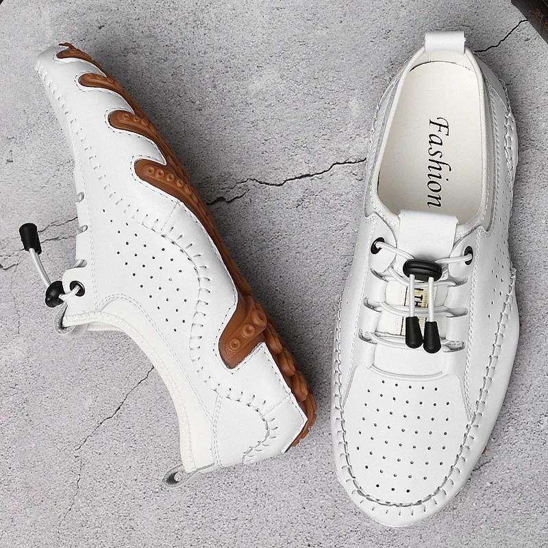 Fashion Men's Casual Summer Shoes Sneakers Men Genuine Leather New Outdoor Shoes Men Loafers Vintage Designer Leisure Big Size 38-47