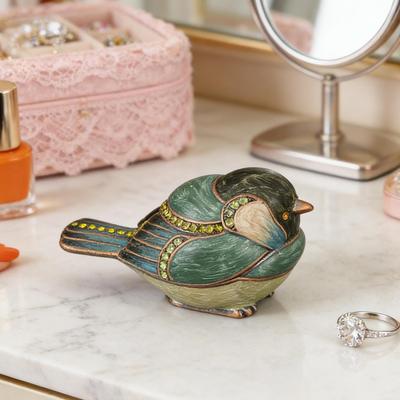 Bird Trinket Box Bird Shape Enamel Jewelry Box Earring Organizer with Rhinestone for Women Girls Necklace Ring Earrings Storage
