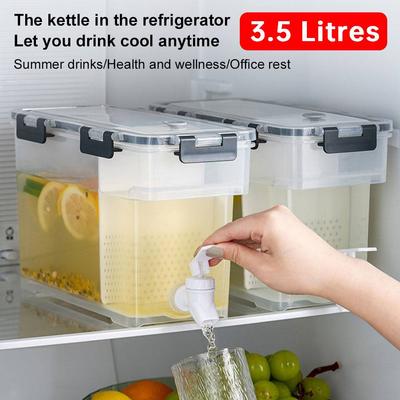 3.5L Large Capacity Cold Water Kettle Beverage Dispenser Double Tank Drink Dispenser with Tap Cold Kettle Dispenser for Summer