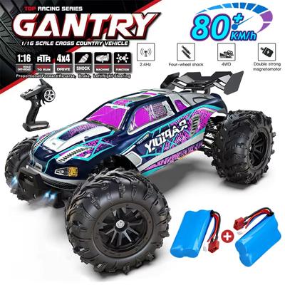 Nové 1:16 off-road 4x4 vysokorychlostní 80 km/h bezkomutátorové RC driftové auto s LED světly 4WD elektrický rychlostní závodní RC monster truck pro děti a dospělé