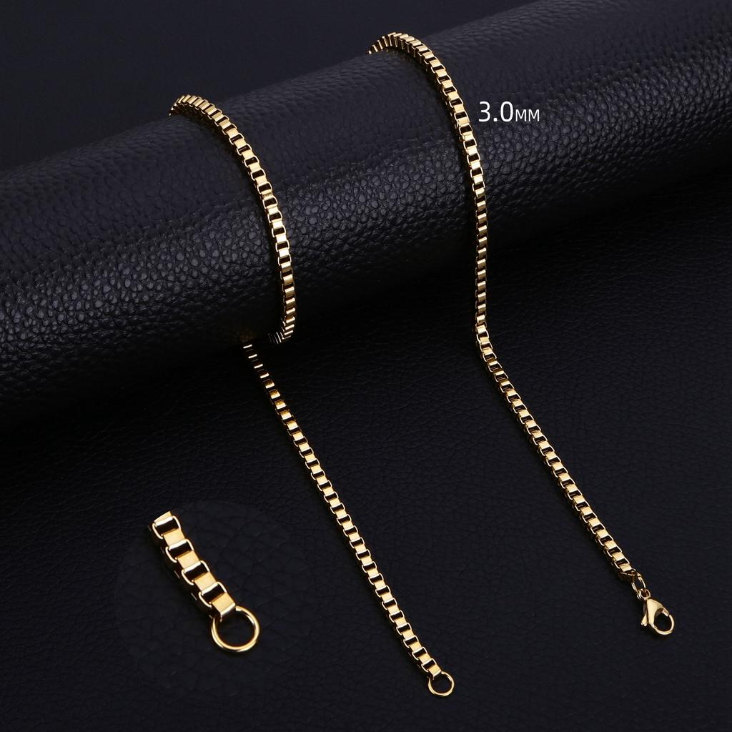HIYEE 1.5 To 3 MM Thick Stainless Steel Box Chain Necklaces For Men And Women Jewelry Link Chokers With 18 To 24 Inches
