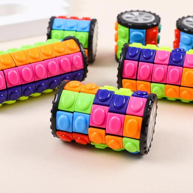 3D Magic Corn Cube Tower Puzzle Speed Cube Wheel Rotating Game Cubos Cylindrical Toys for Children Educational Gifts