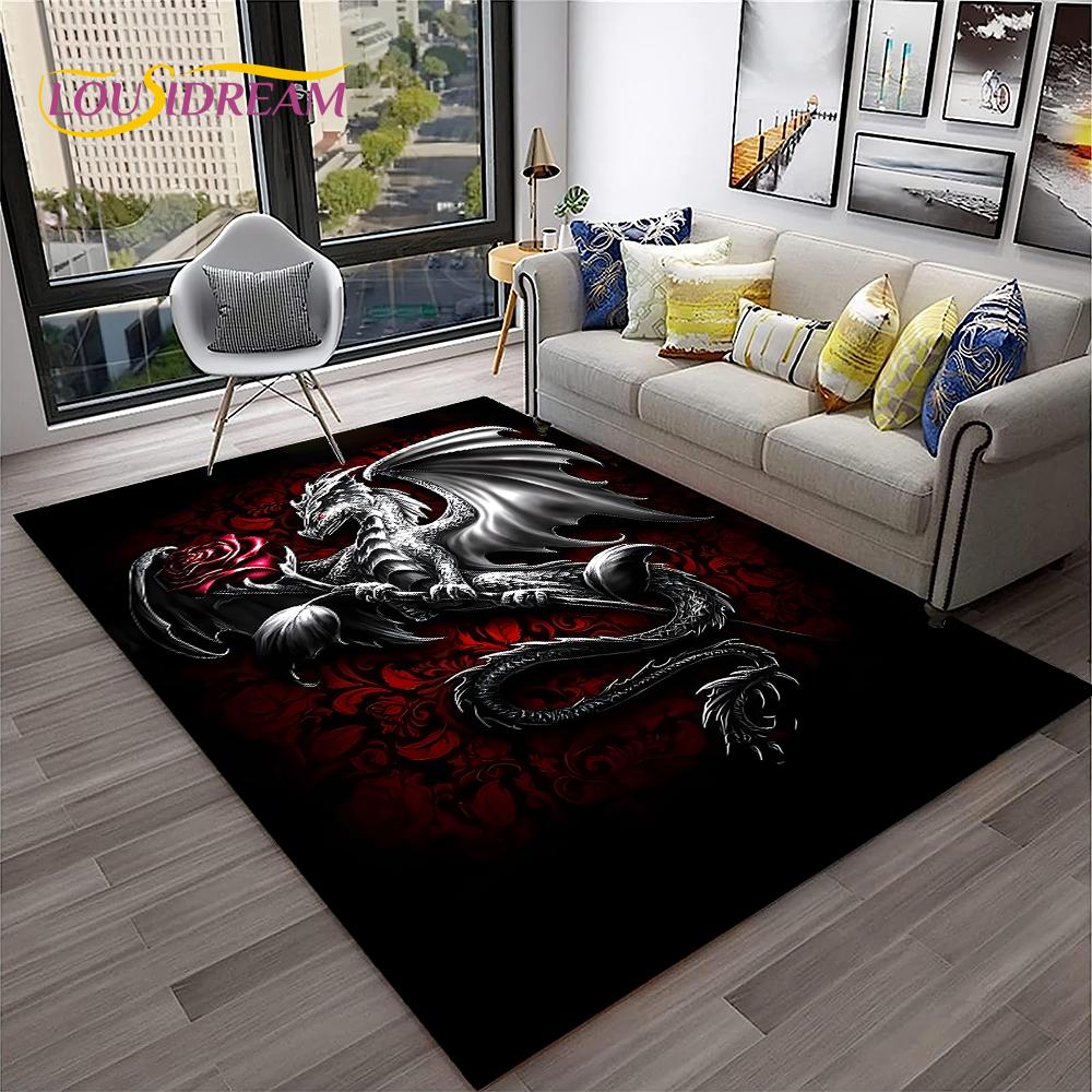 3D China Draak Mythe Kunst Cartoon Tapijt Tapijt voor Thuis Woonkamer Slaapkamer Bank Deurmat Decor, Speelruimte voor Kinderen Tapijt Antislip Vloermat