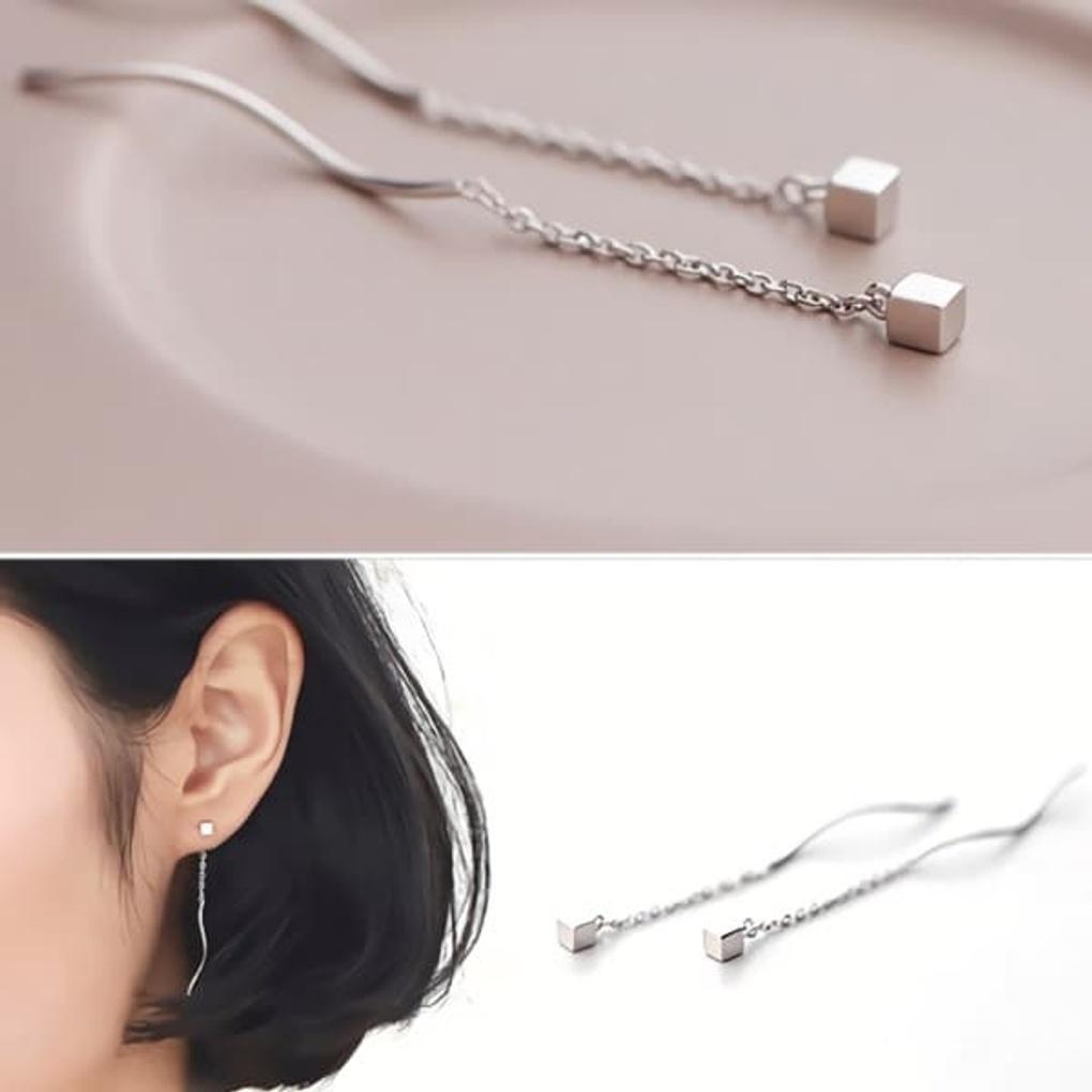 Women's Silver Needle Earrings Daily W141