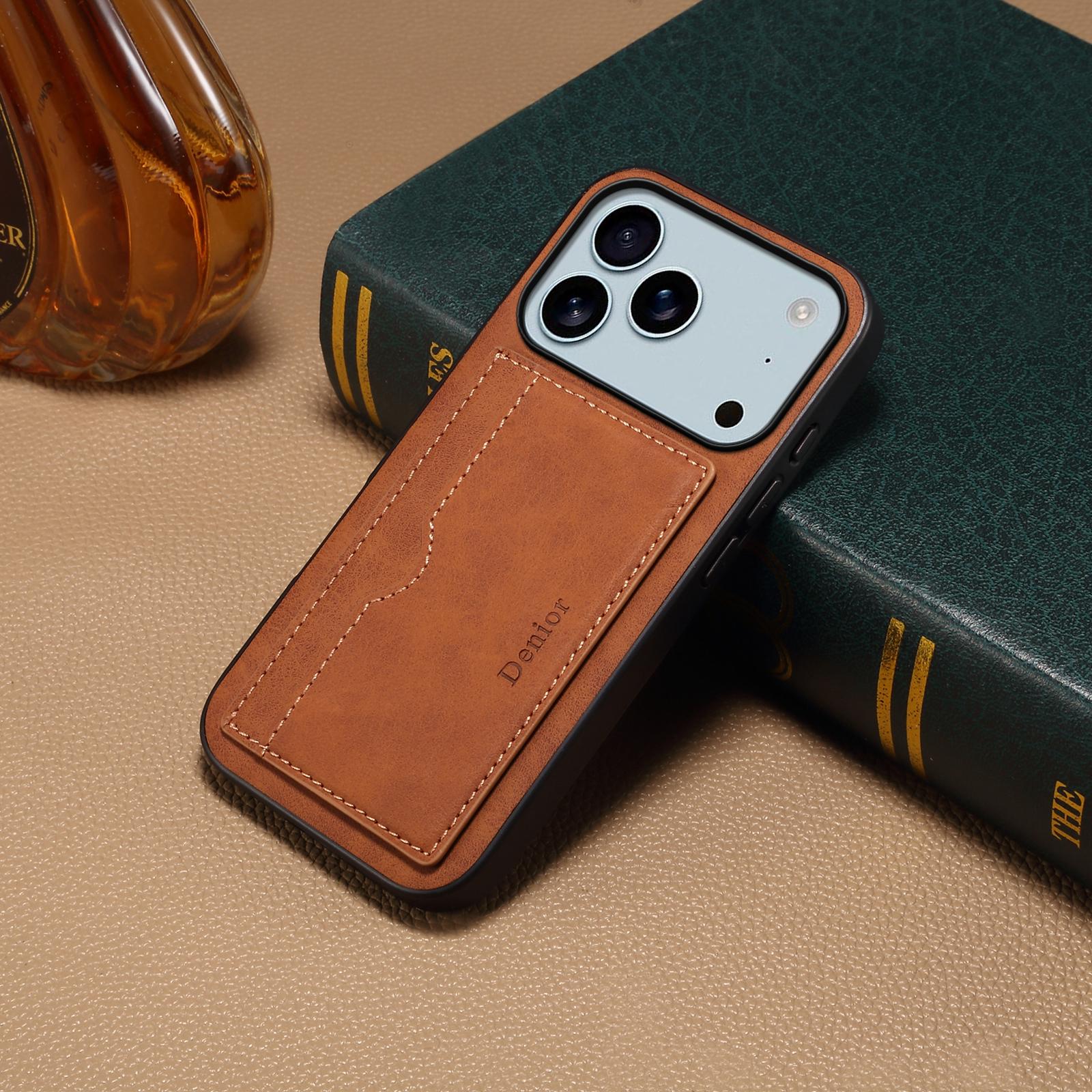 

EUCAGR For iPhone 17E 17 Air 17 Pro Max Luxury Retro Wallet Phone Case Card Holder PU Leather Stand Back Cover For iPhone17 For iPhone 17 Pro коричневий