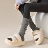 Knitted Socks, Women's White Calf Socks, Leg Covers, Spring and Autumn Grey Pile Socks, Thigh-high Socks, Mid-calf Socks