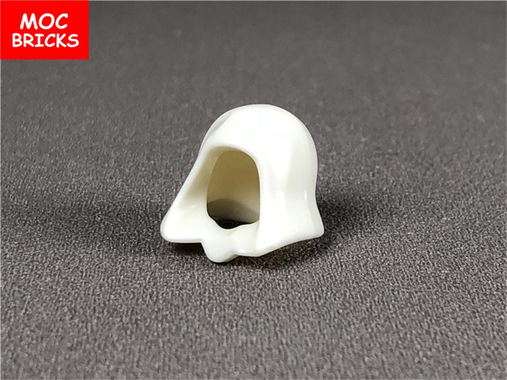 12 uds./lote Bloques MOC Casco Blanco Capa Barba Modelo 4cm Parte del Cuerpo de Figura Bloques de Construcción Educativos Pequeños Juguetes para Niños