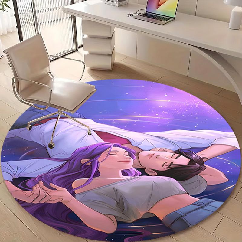 1pc KPop Demon Hunters18 Design Printed Area Round Carpet for Bedroom Living Room Home Decor Rugs Mat Non Slip Mat Rug for Bedside