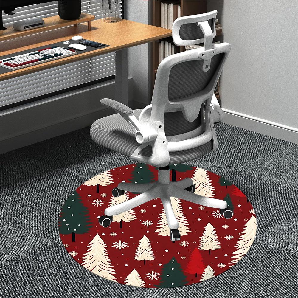 1pc Winter Wonderland Pattern Office Round Rug, Non-slip, Soft and Durable Office Rug for Interior Decoration, Perfect for Office, Beautiful Decoratio