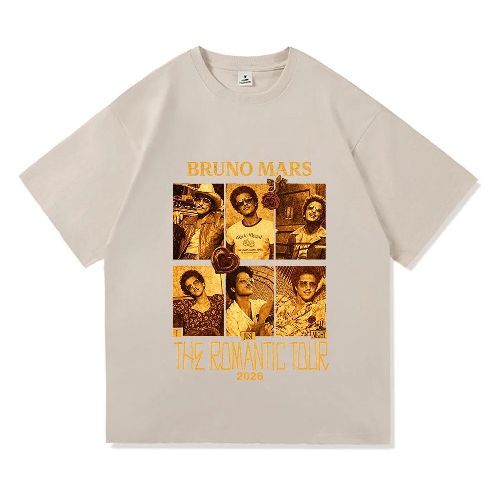 Bruno Mars Romantic Tour 2026 T-Shirt Pop Soul Concert Tee Retro Music Fan Merch Tour Outfit Gift TOPS Comfortable Ropa De Mujer