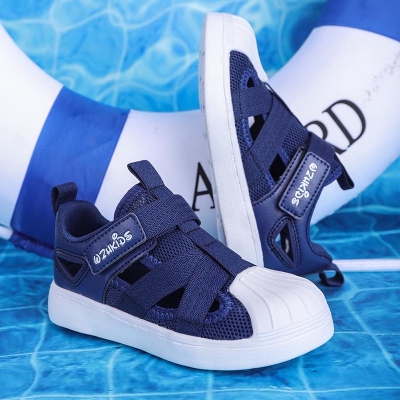 Детская летняя модная однотонная дышащая повседневная обувь на липучках для отдыха — фото 15