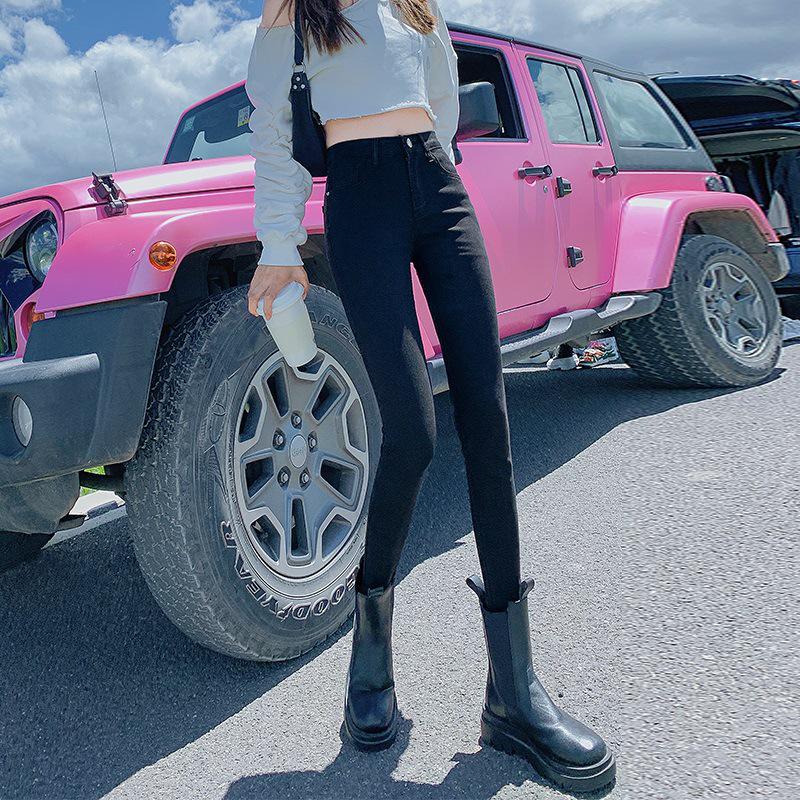 High-Waist Slim Elastic Women's Jeans for Autumn/Winter 2021