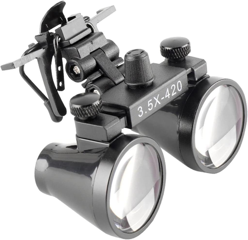 EUSTOMA Clip-on Magnifying Glass, Mini Binocular Loupe, Attaches To GlassesGoggles, Lightweight, Metal Clip for Tighter Fit, 2.5x3.5x Magnification,