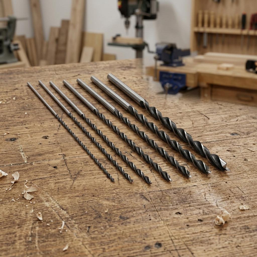 7pcs Drill Bit Long Wood Drill Bit Set 4-12mm Spiral Brad Point Bits 300mm Length For Deep Drilling Woodworking Tools Parts