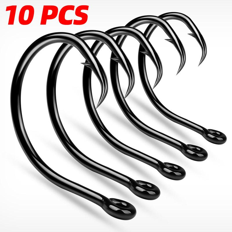 

Крючки Luya для глубоководной морской рыбалки в больших масштабах, Крючки из высокоуглеродистой стали для ловли с лодки, Крючки с отогнутым жалом, 10 крючков 4#