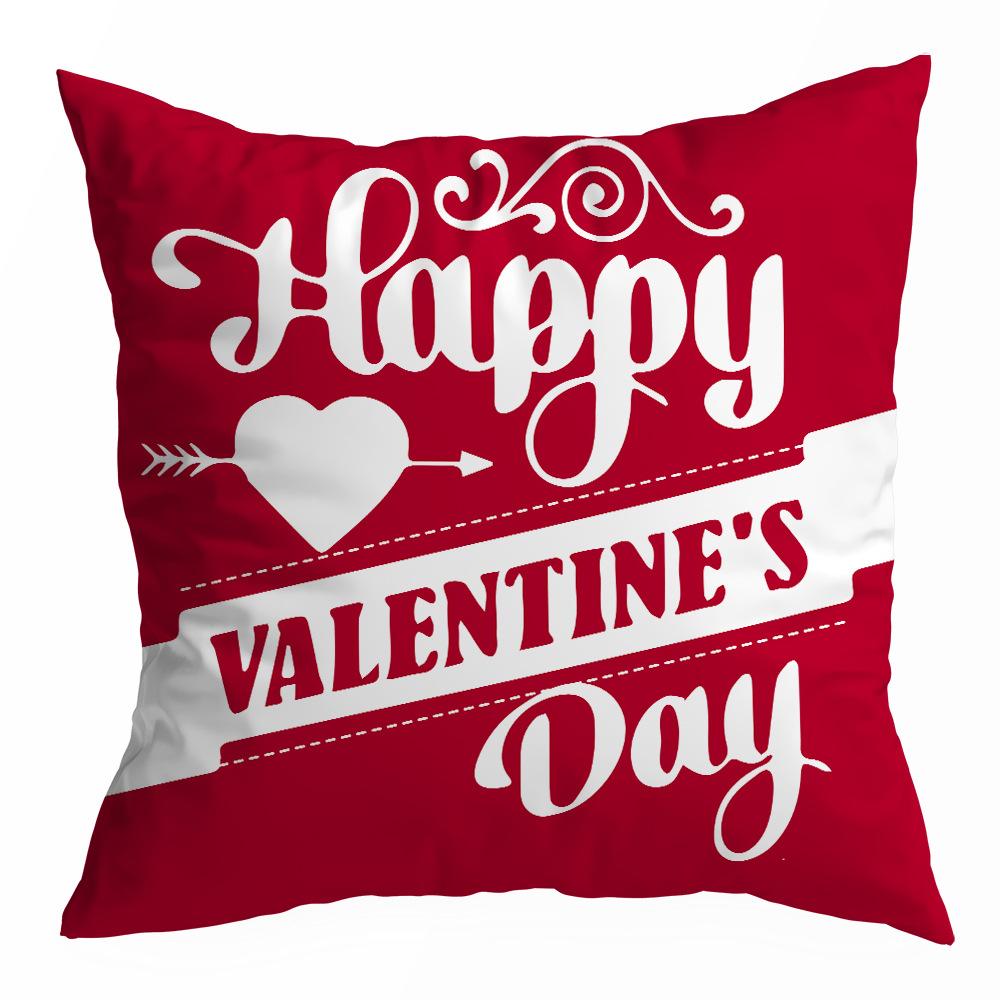 Valentine's Day Pillowcase, Peach Skin Velvet Heart Print Home Fabric Sofa Pillow, Car Waist and Back Cushion Cover