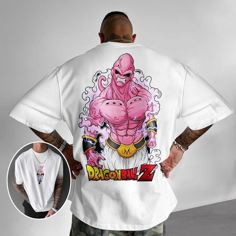 

Аниме Принт Тяжелый Хлопок Большой Размер Оверсайз Футболка Dragon Ball Короткий Рукав Мужской Топ Удобный и Дышащий 4XL