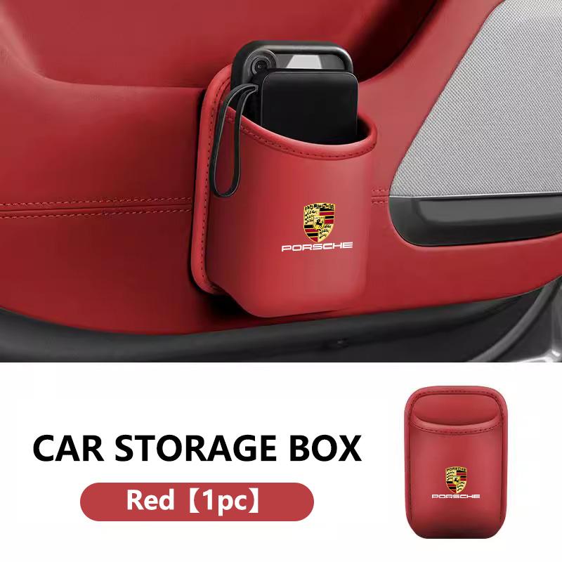 Leather Car Water Cup Storage Box Car Door Water Cup Holder Back Seat Drink Rack For Porsche Cayenne Panamera Macan 911 Cayman