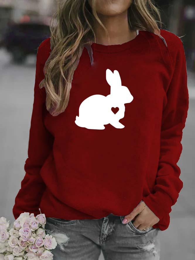 Women's Rabbit Print Round Neck Sweatshirt, 2026 Edition