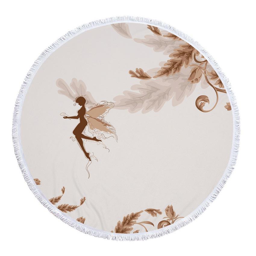 Летнее круглое пляжное полотенце из микрофибры с принтом крыльев Купидона — фото 9