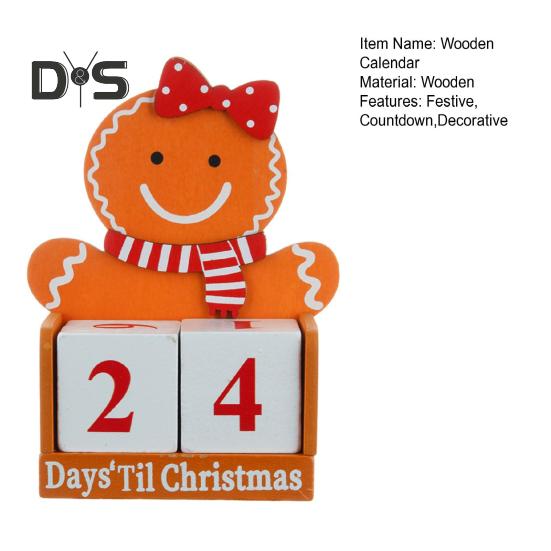 Pepparkaksmannens Julnedräkningskalender Träklossar Bordsdekoration Helgdagens Adventskalender för Kontorsbord