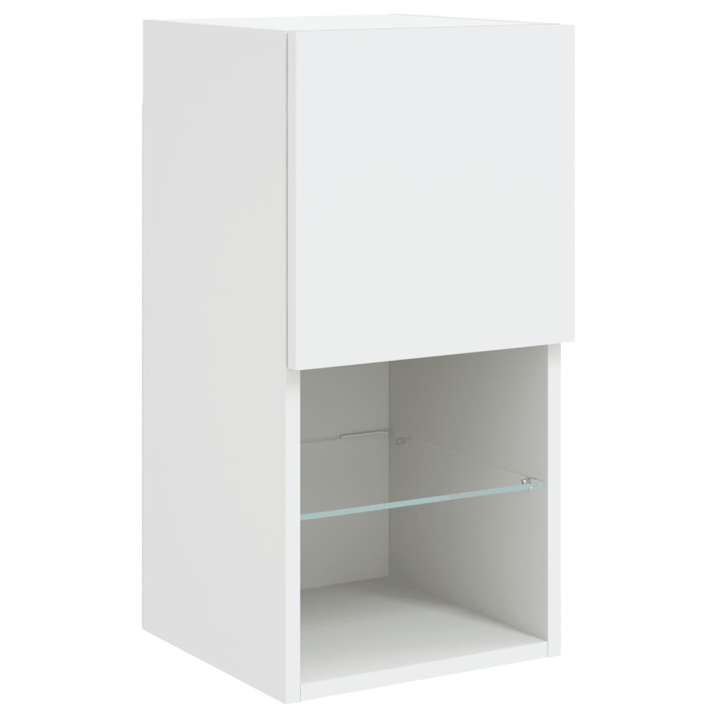 6 Piece TV Wall Unit with LED Lighting White Engineered Wood