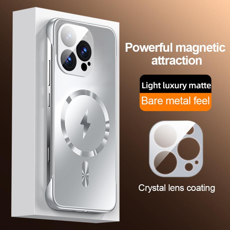 Applicable To Apple 16 ProMax Dazzling Gold Magnetic Frameless Mobile Phone Case Iphone15 Matte Anti Fall Cover 14