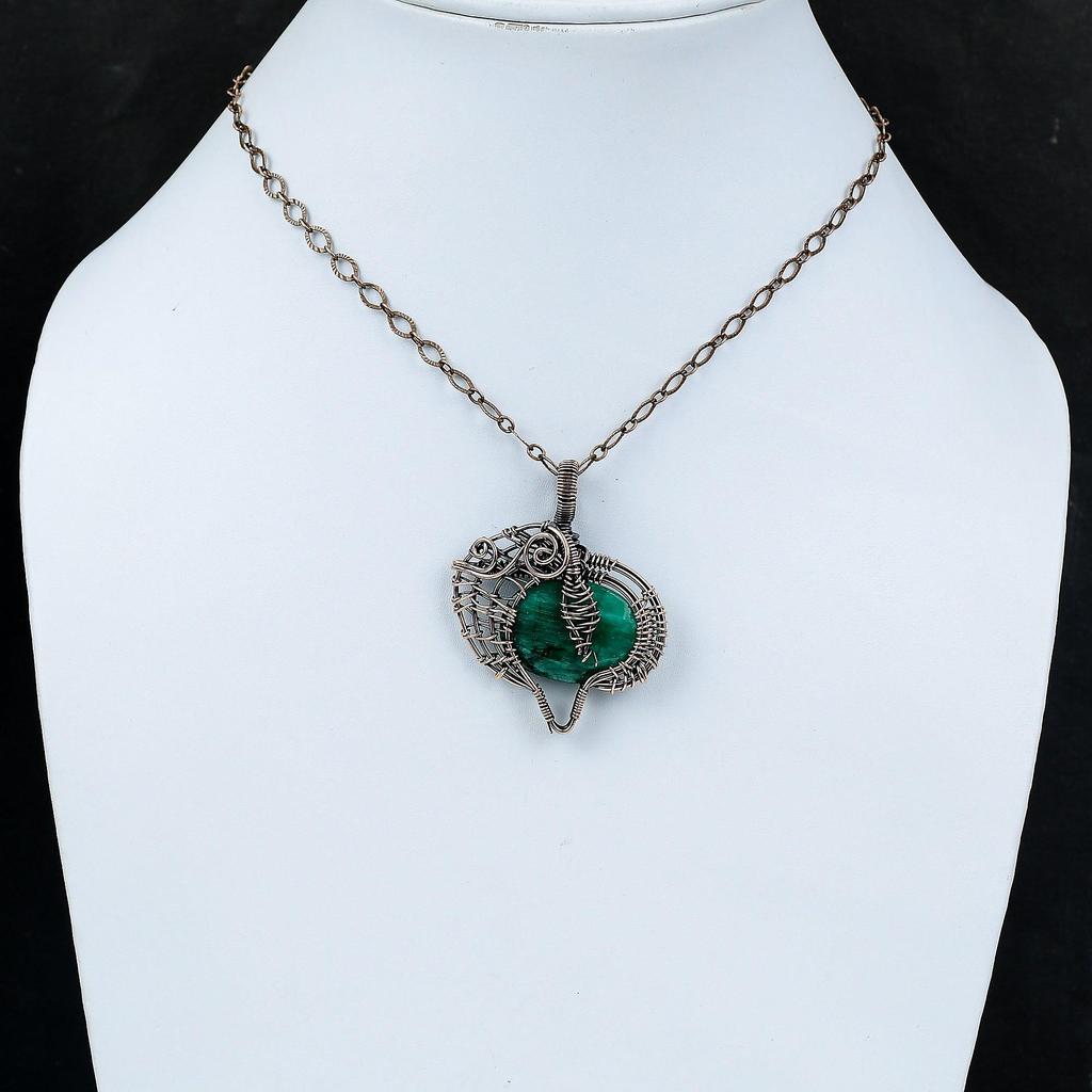 Faceted Zambian Emerald Copper Pendant Copper Wire Wrapped Pendant Handmade Copper Wire Wrap Jewelry Gift For Her Natural Gemstone Jewelry