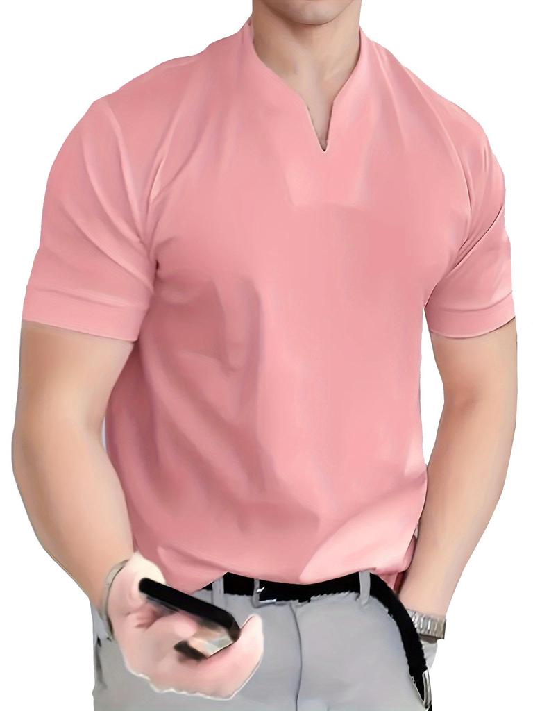 2023 Men's Summer Muscle Fit Elastic Cotton V-Neck T-Shirt - European Size