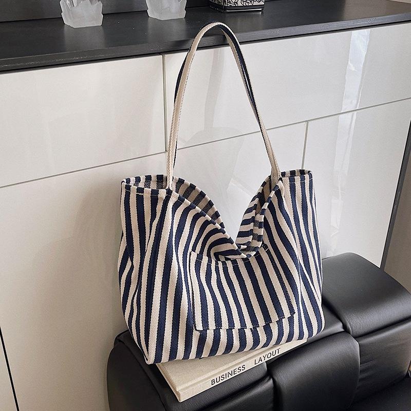 2025 New Striped Beach Bag, Summer Casual Bag, Large Capacity Tote Bag, Shoulder Bag, Minimalist Bag, Christmas Gift
