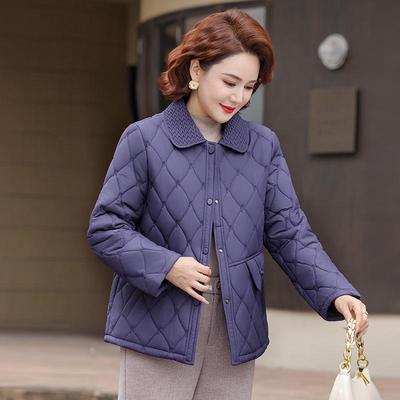 2025 New Lightweight Autumn/Winter Quilted Jacket for Petite Middle-Aged and Elderly Women, Warm Cotton Coat for Ages 40-50.