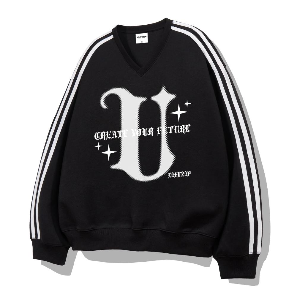 ULIFEZIP U-Hafton Oversized Track V-Neck Sweatshirt 4 Colors [Ulzv_0004]