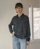Banwonateullie A3520 Vintage Striped Collar T-Shirt_Dark Navy