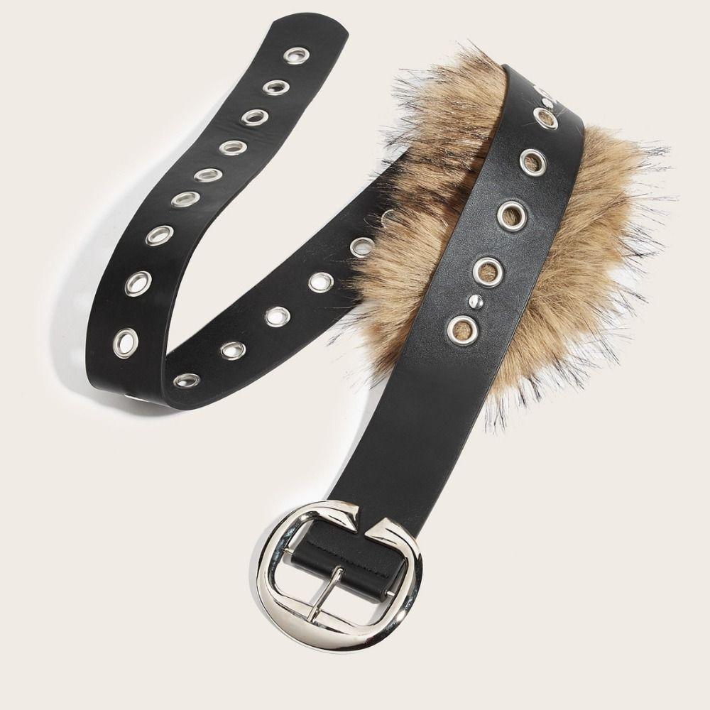 Western Style Punk Style Belt Wide Y2K Waistband Personality Plush Belt  Spicy Girl